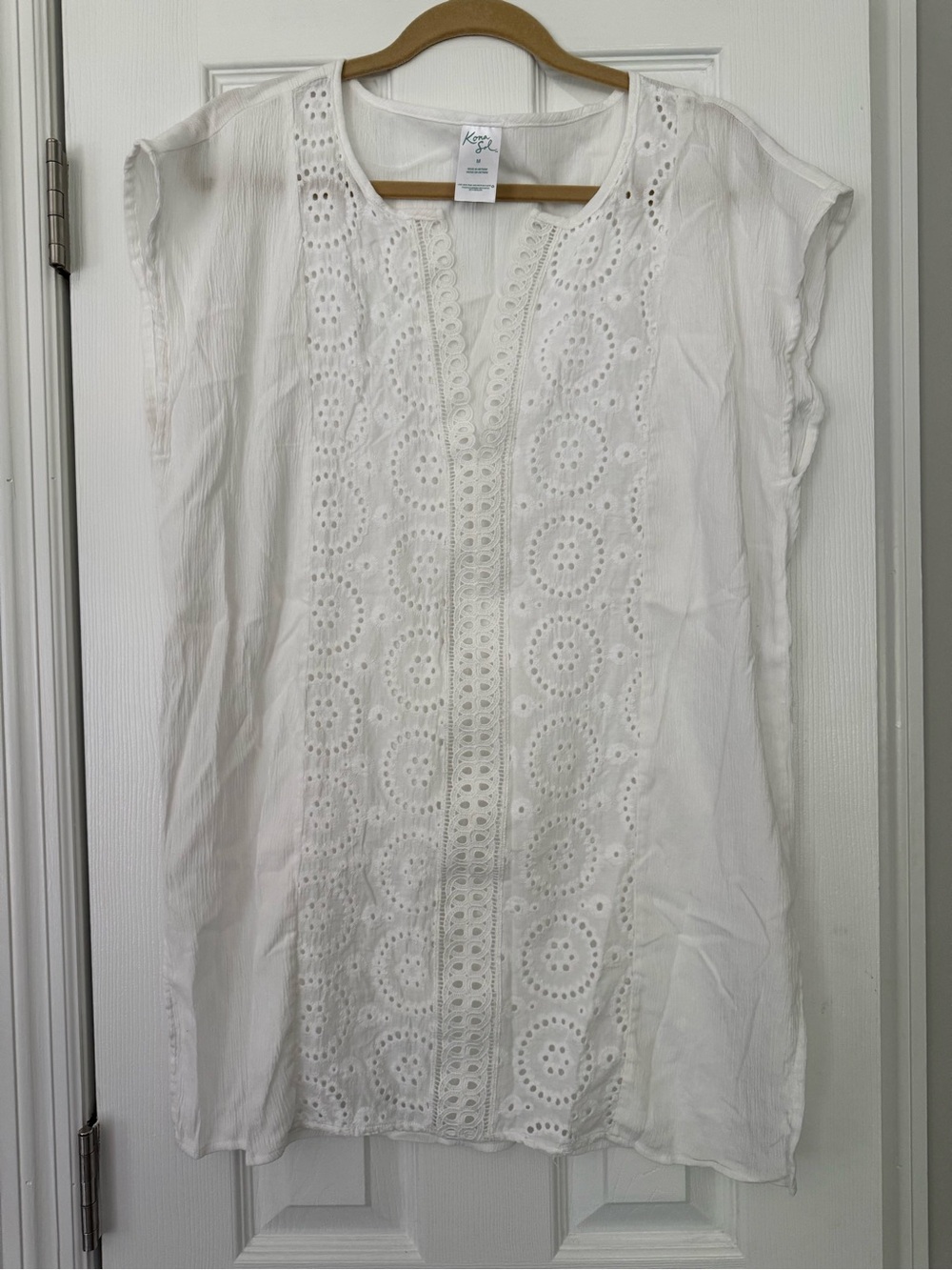 Kona Sol White Eyelet Cover Up Tunic Women’s Medium Beach Swim Cover-Up - Picture 1 of 5